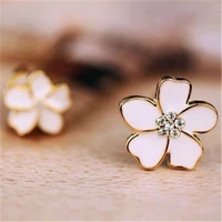 korea style flower shape enamel clip on earrings without piercing for girls party cute lovely no hole ear clip jewelry