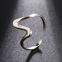 cooltime irregular wave branch rings opening adjustable stainless steel aesthetic rings for women jewlery gift wholesale