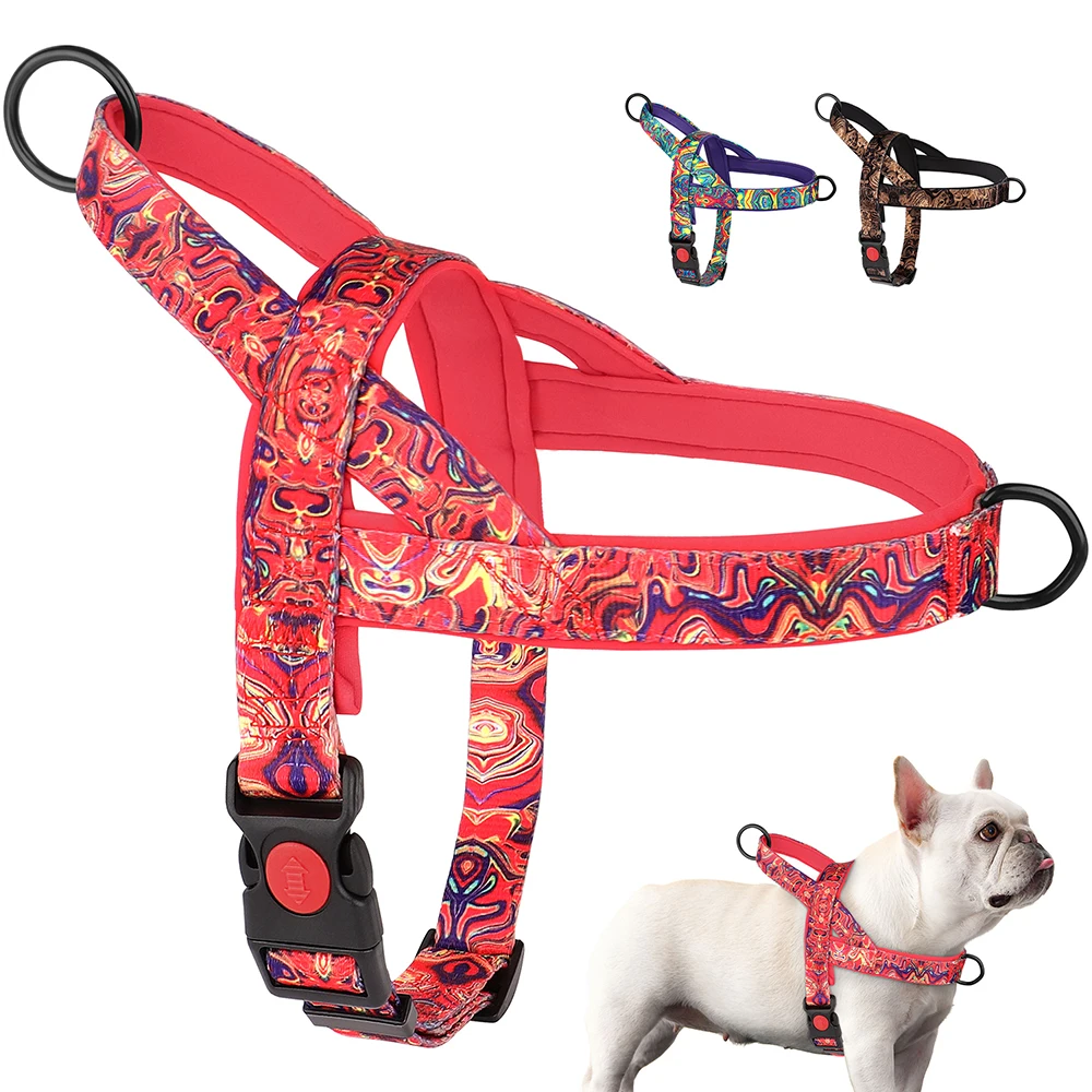 

No Pull Dog Harness Cool Nylon Dogs Harnesses Pet Training Vest With Control Handle Adjustable For Small Large Dogs Pitbull Pug