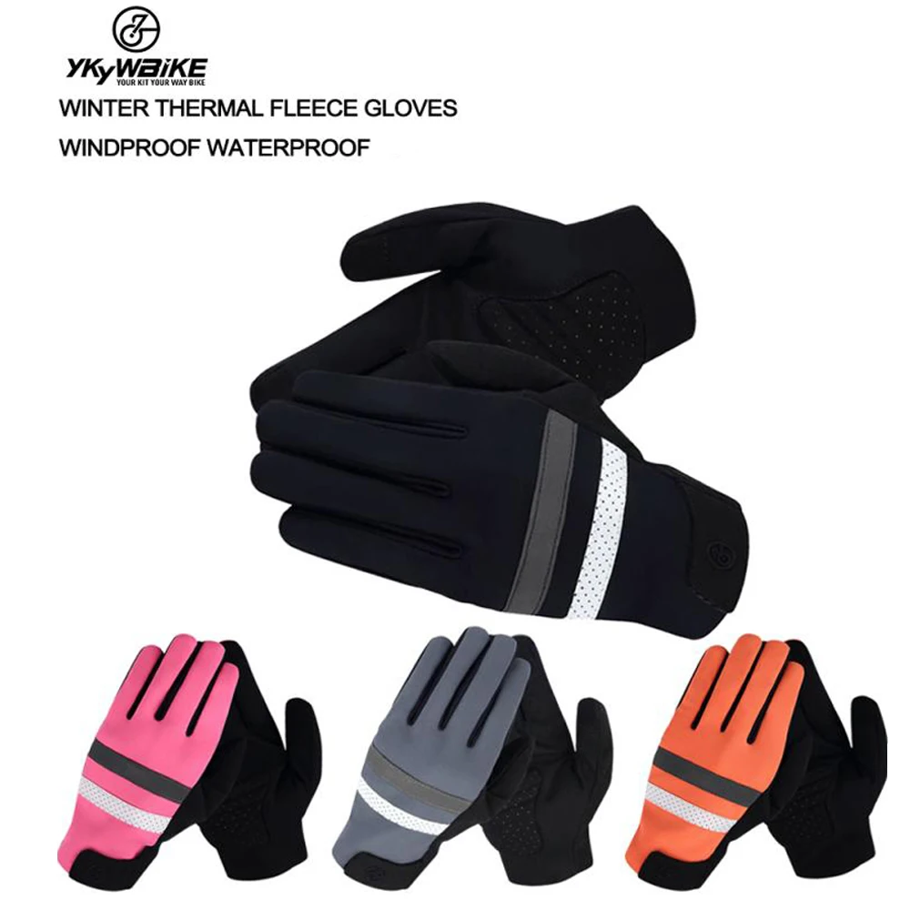 Ykywbike Winter Cycling Gloves Bicycle Gloves Windproof Waterproof Thermal Warm Fleece Mtb Gloves Long Distance Cycling Gloves