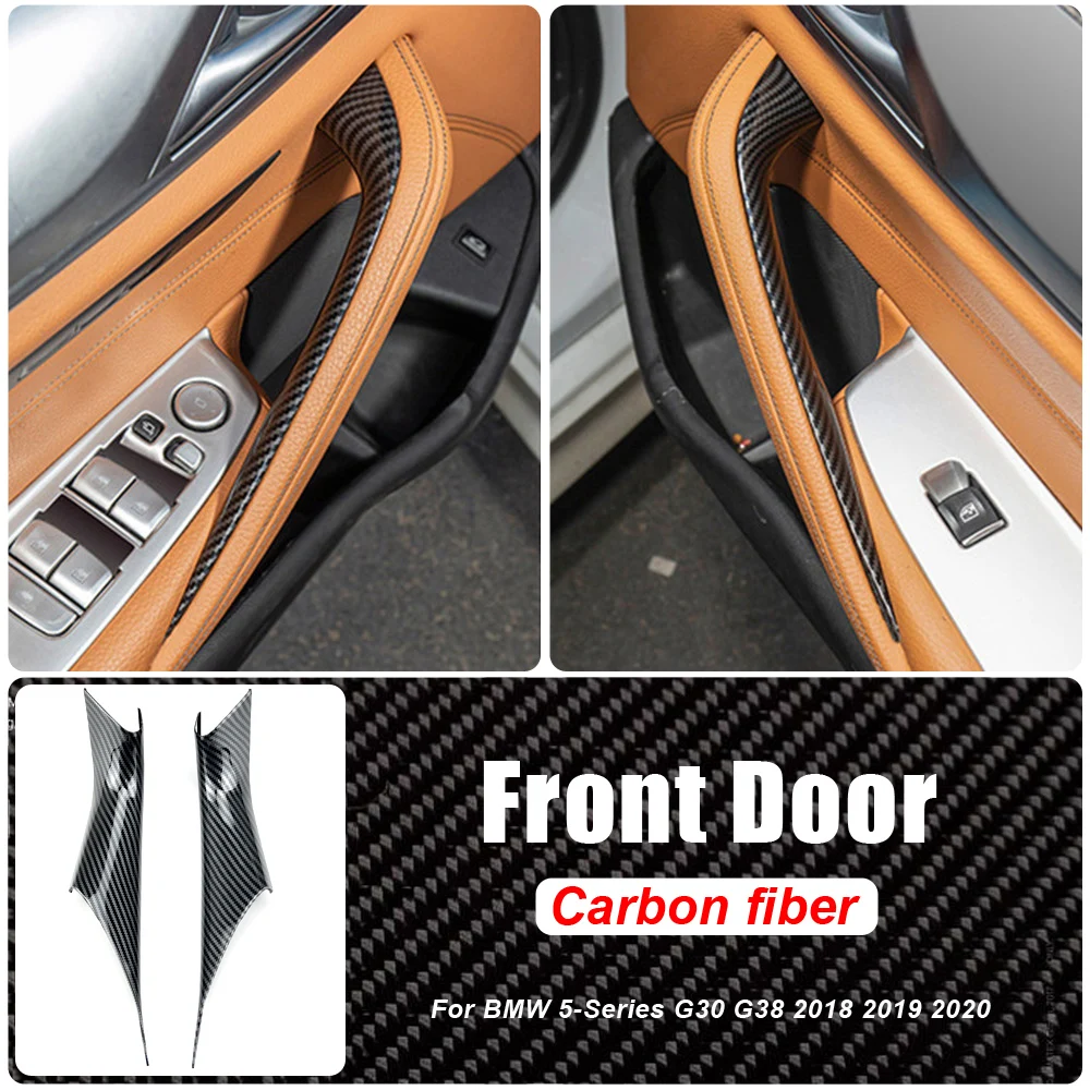

For BMW 5 Series G30 G38 2018 2019 2020 Interior Carbon Fiber Texture Door Handle Pull Protective Cover Trim Car Accessories