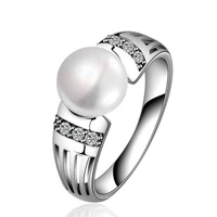 2019 luxury collection silver color rings big cz freshwater pearl rings for women wedding valentines day jewelry gift