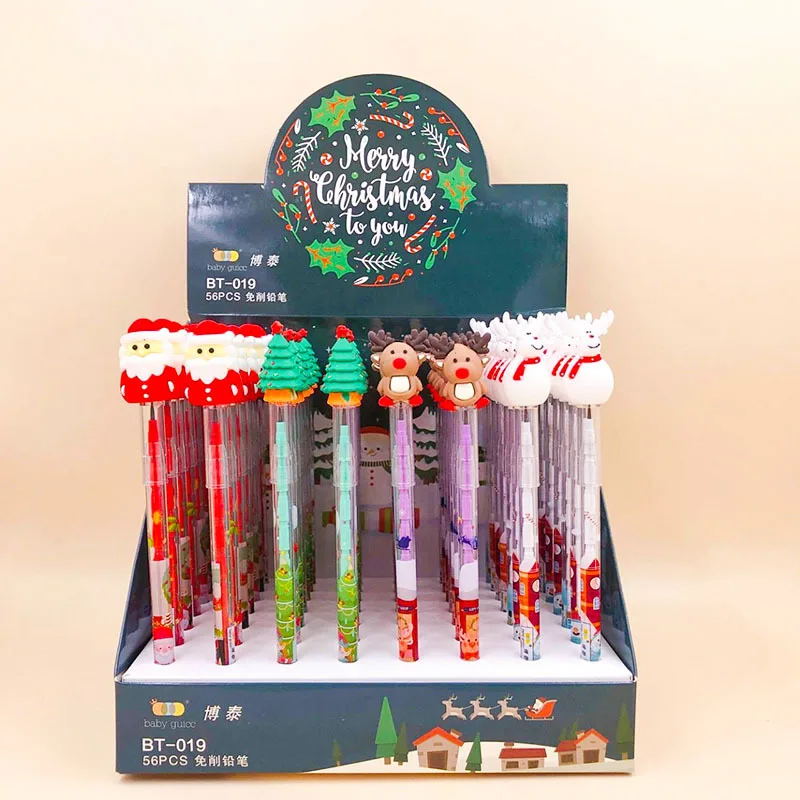 

Силиконовые пули в виде ручки Санта-Клауса, 28-56 шт. в коробке, карандаш для рисования без порезов, студенты для письма, рождественские подарк...