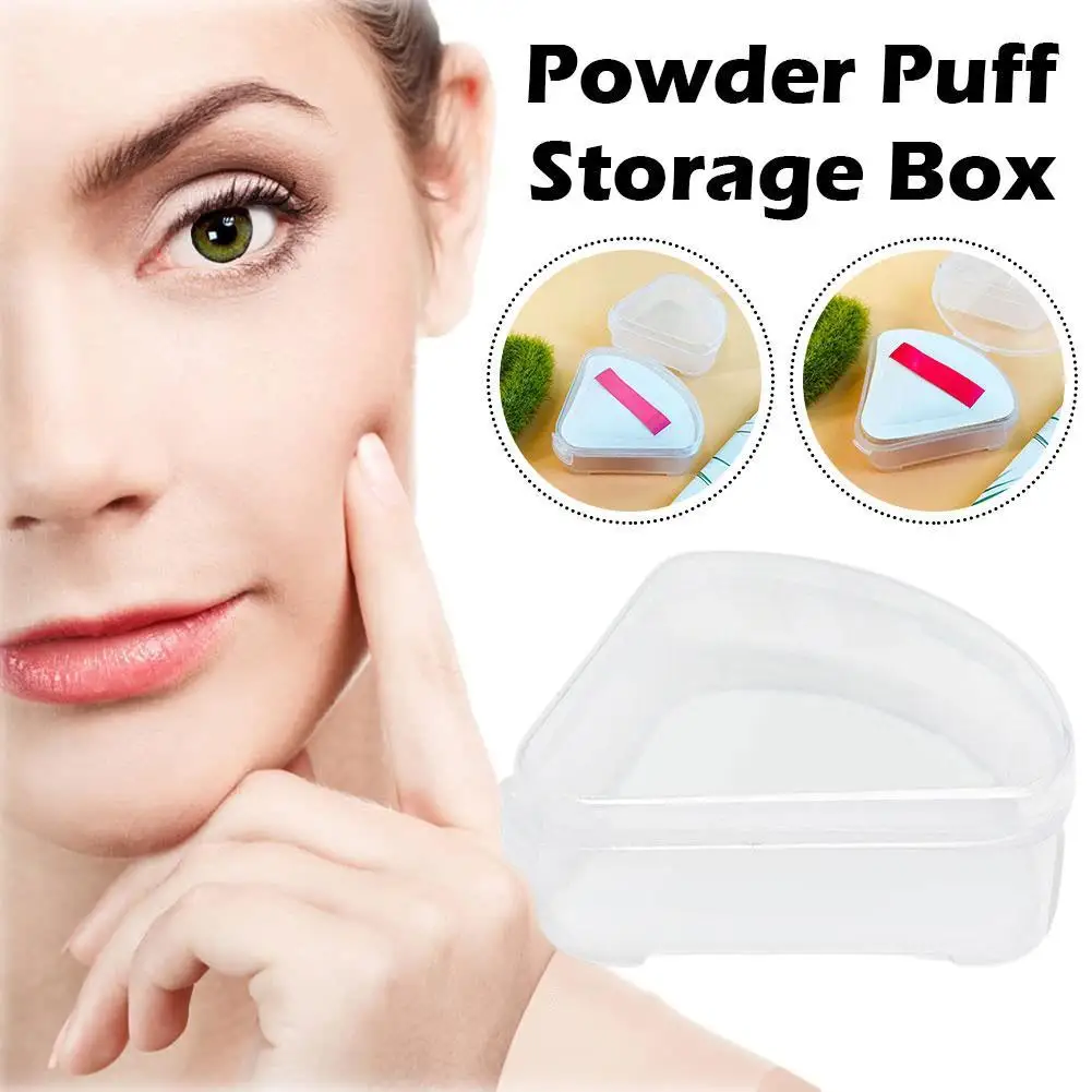 

5PCS Portable Triangle Puff Box Case Anti Pollution Dustproof Powder Puff Storage Box Transparent Carrying Case for Home Use