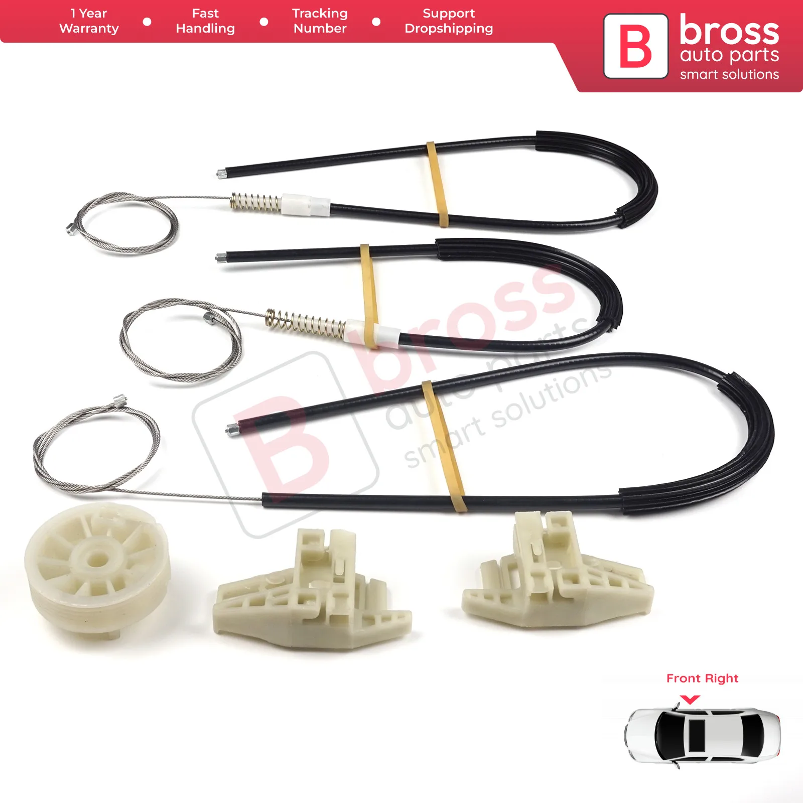 

Bross BWR284 Electrical Power Window Regulator Repair Kit Front Right Door 8200325135, 8201010925 for Renault Megane 2 Top Store