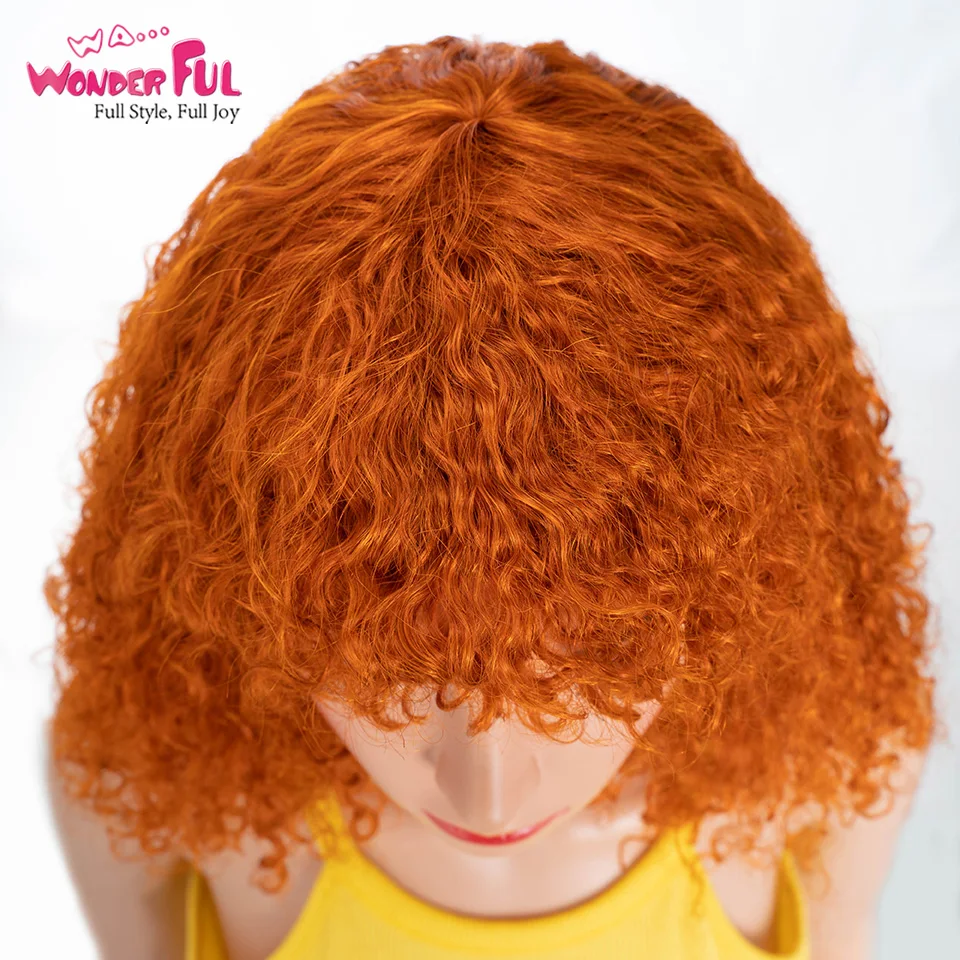 Оранжевые бразильские вьющиеся парики Remy1B # Человеческие волосы короткие P4/30