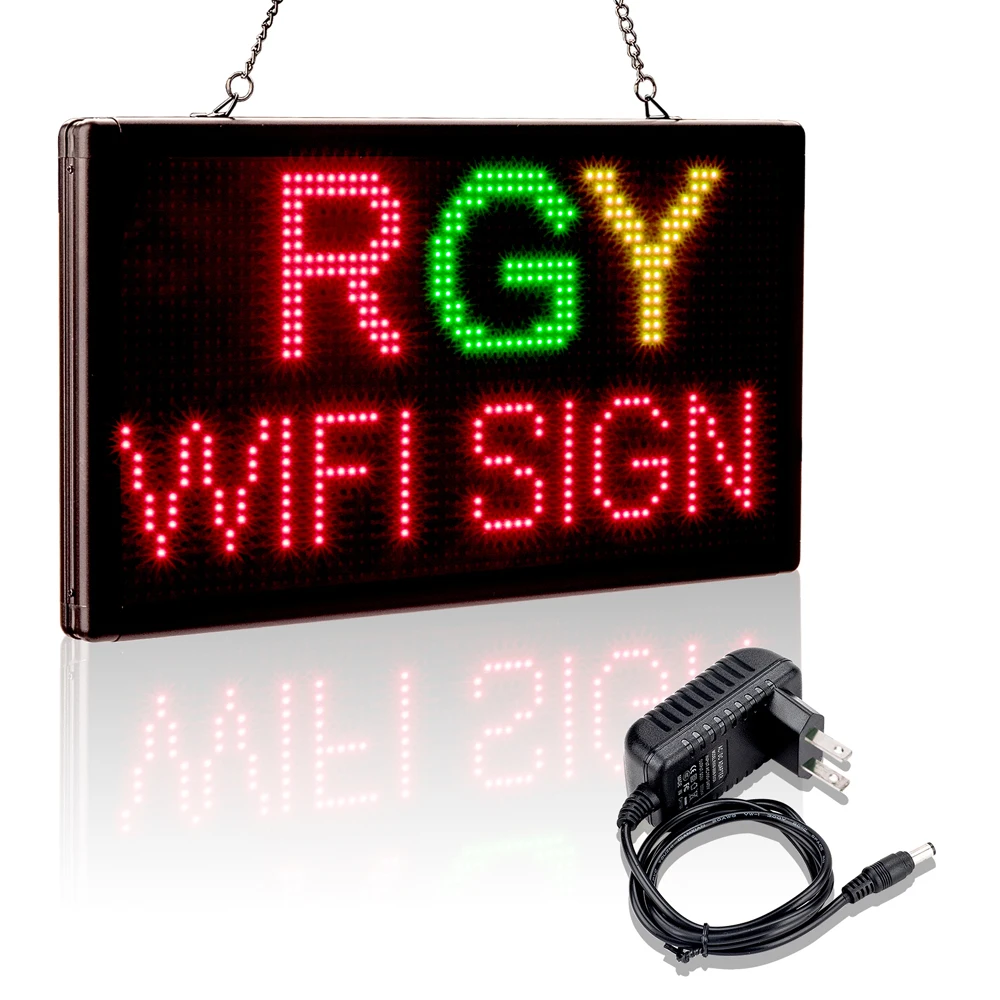 RGY Tri-Color Scrolling Message Board WIFI Programmable Led Sign Open Led Sign Indoor for Advertising Promotion Bar Store Cafe