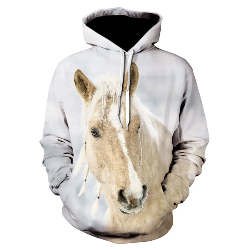 

Лидер продаж, Толстовка для мужчин и женщин, мужская толстовка с 3D-принтом лошади, пуловер с рисунком животных