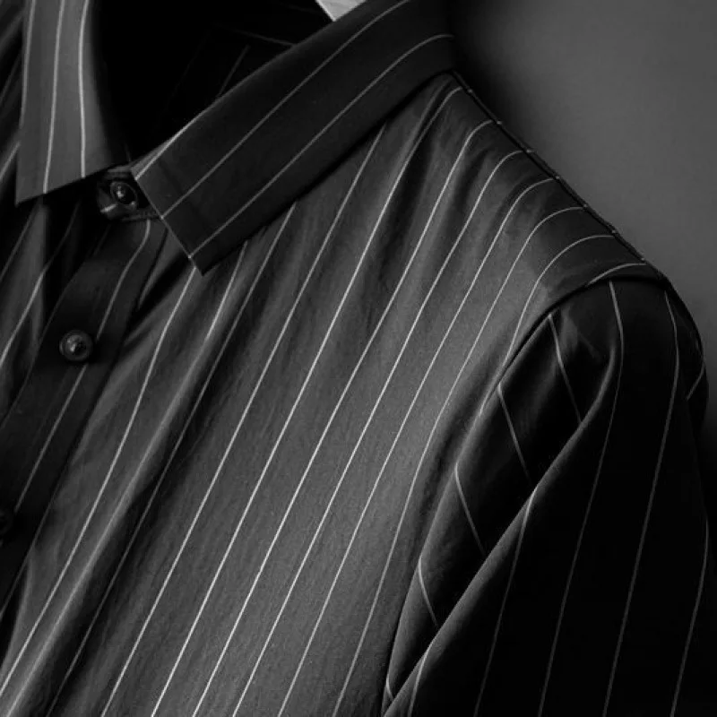 Light Luxury High-End Casual Ice Silk Suit Men's Summer Casual Short Sleeve Thin Striped Two-Piece Men's Clothing Men's Suit