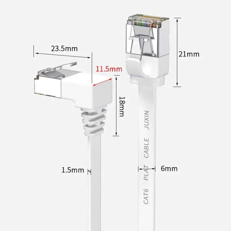 Кабель Ethernet CAT7 RJ45 L-образный, 10-гигабитный, универсальный, для подключения вверхвниз, 90 градусов, CAT6A, широкополосный, плоский, для ТВ-приставок и роутеров (art.: 3920d8ea05c52) - 3920d8ea05c52