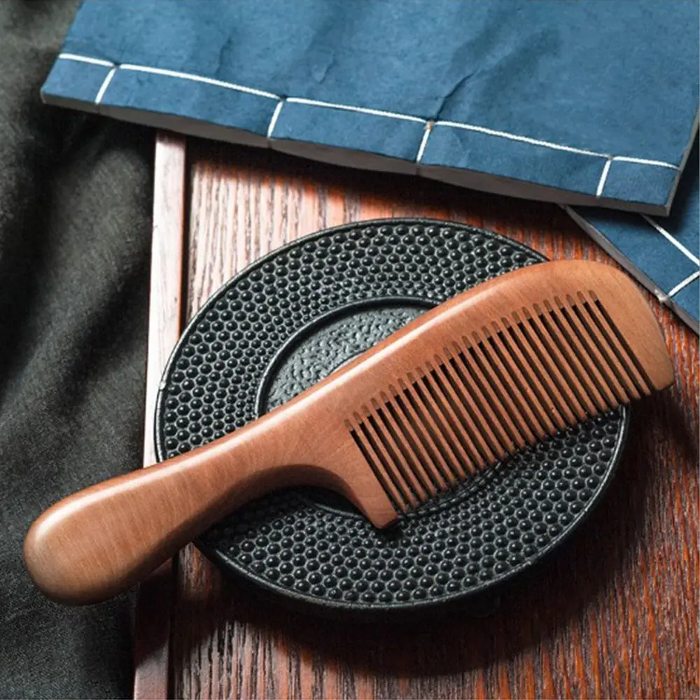 

Healthy Beauty Head Accessories Hair Care No-static Peach Wood Wooden Fine Tooth Comb