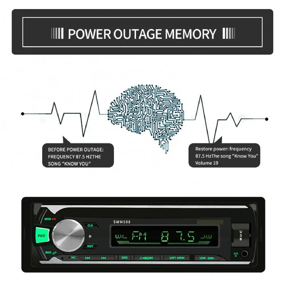 508 12 в автомобильный Bluetooth-совместимый U-диск/TF-карта/AUX/FM-радио аудио стерео
