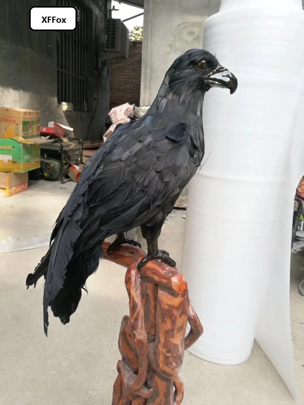 big simulation eagle model foam&feather turned head black real life eagle bird gift about 48cm d0129