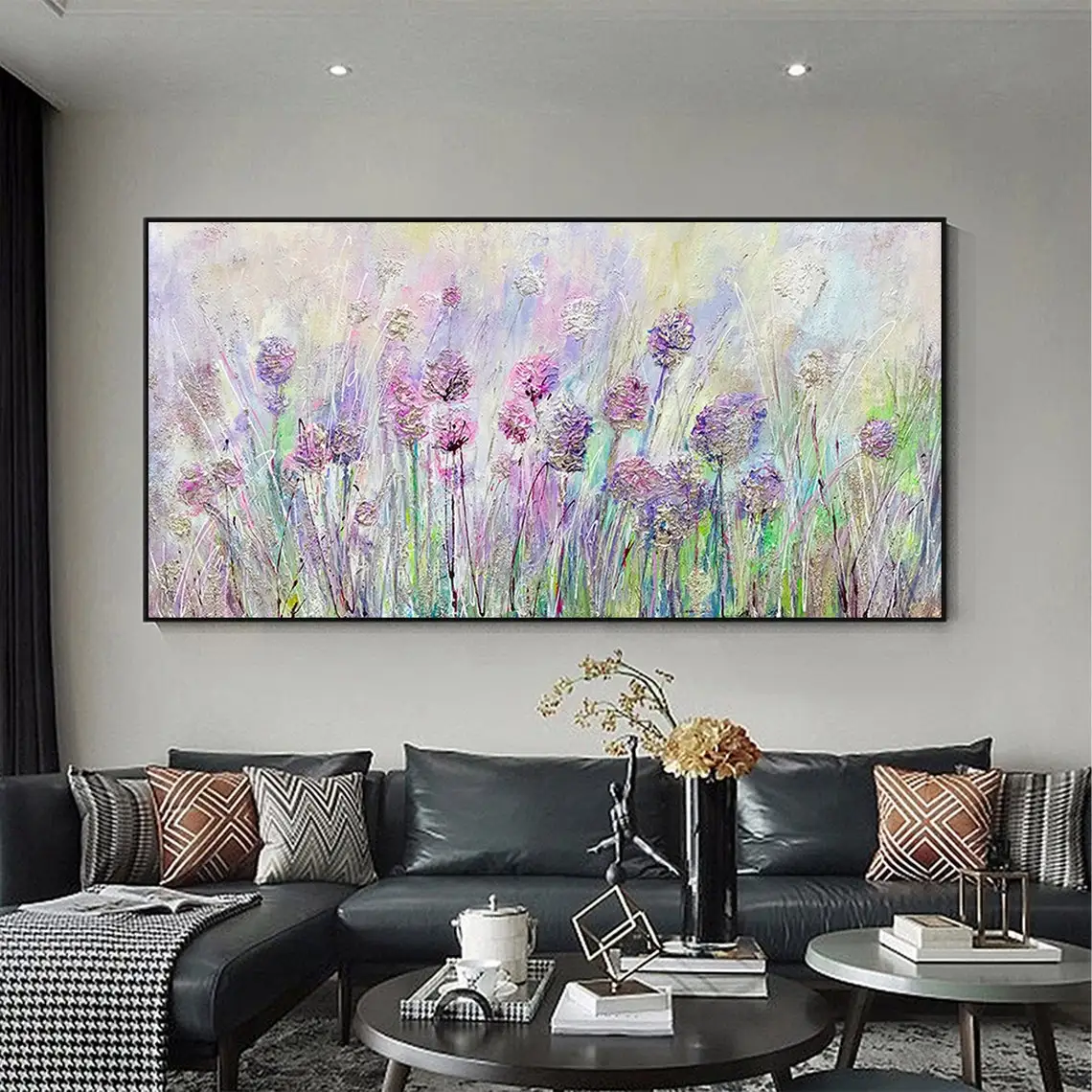 Абстрактные цветы картина маслом холст большой современный красочный цветочный