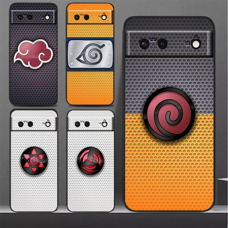 

naruto scribble emblem logo Phone Case For Google Pixel 7 6 Pro 6A 5A 5 4 4A XL 5G Black Shockproof Silicone TPU Cover