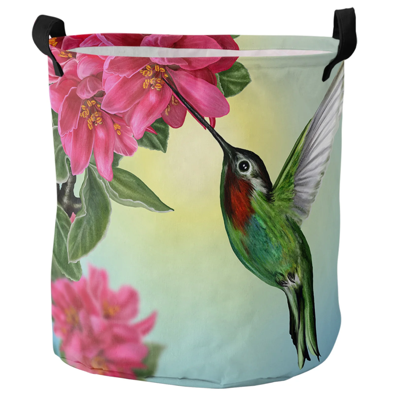 

Корзина для белья из ткани Оксфорд, складная корзина для белья с цветочным принтом и Колибри, с ручками для хранения