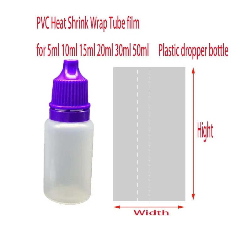 200 шт./лот Прозрачная ПВХ термоусадочная трубчатая пленка для 5 мл 10 15 20 30 50