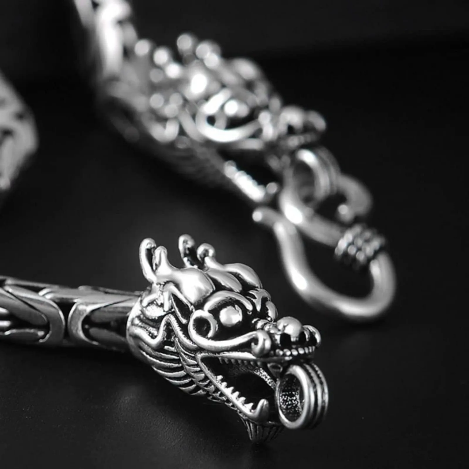 Мужские Винтажные браслеты с головой дракона модные украшения в стиле панк для