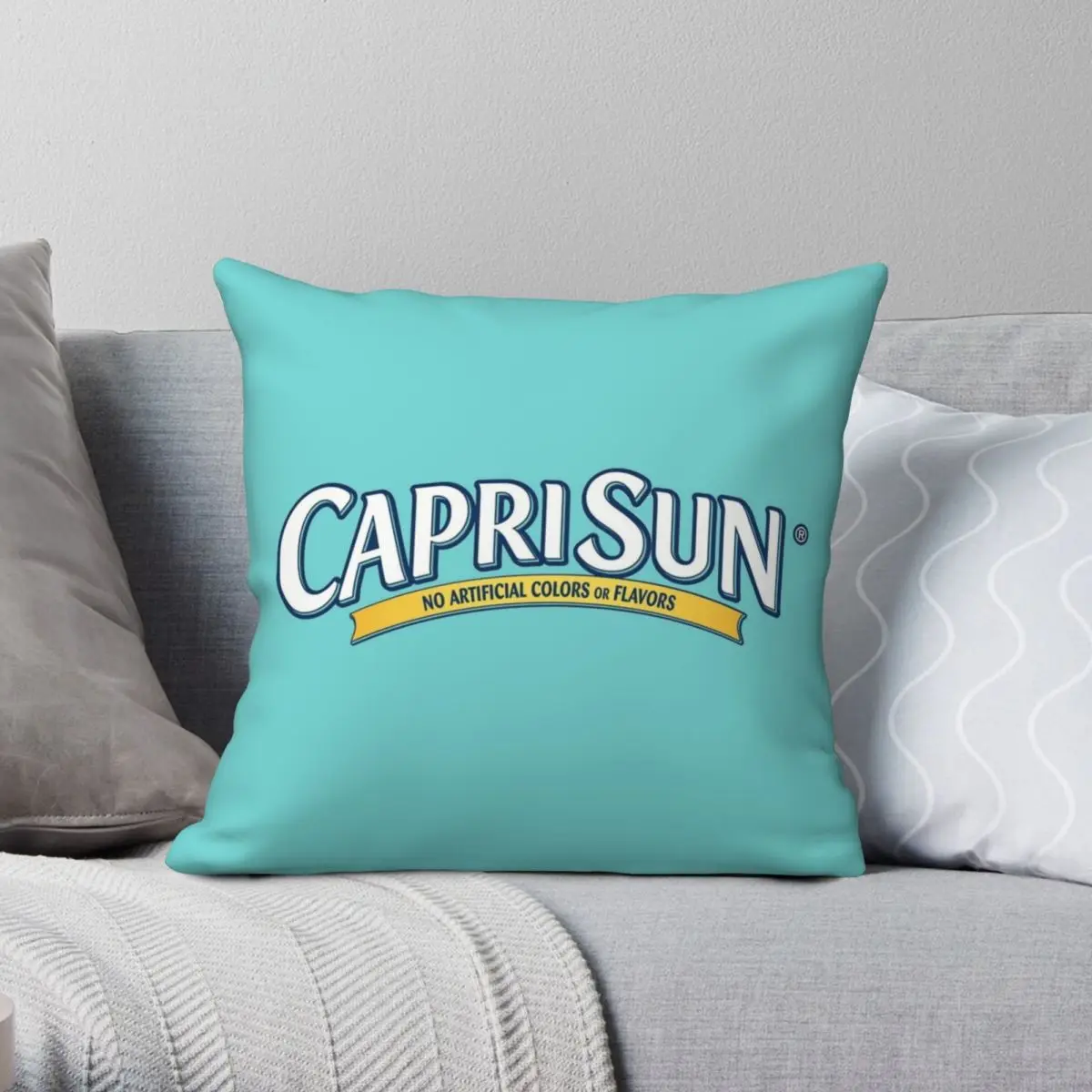 

CapriSun Juice Logo Square Pillowcase Polyester Linen Velvet Pattern Zip Decorative Sofa Cushion Cover