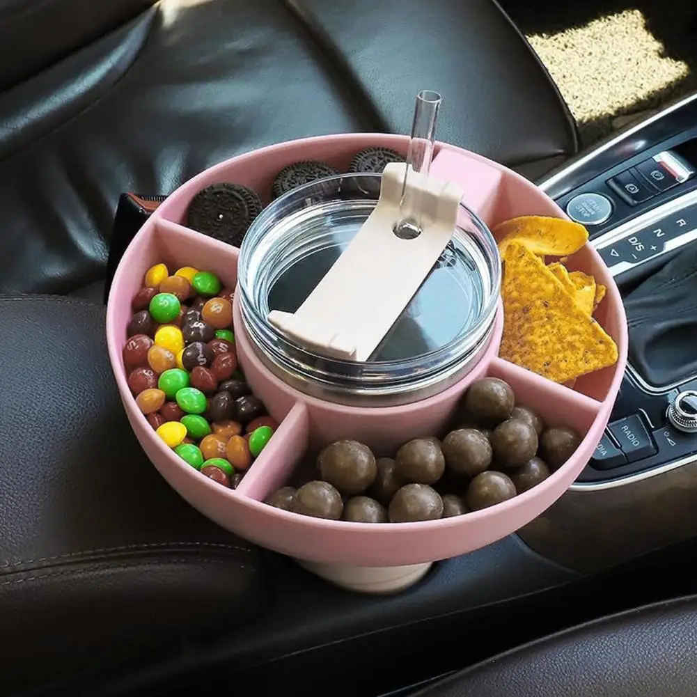 

Four Compartments Snack Plate Cup Snack Plate Reusable Food Grade Tumbler Snack Bowl Smooth 4 Compartment Water for On-the-go