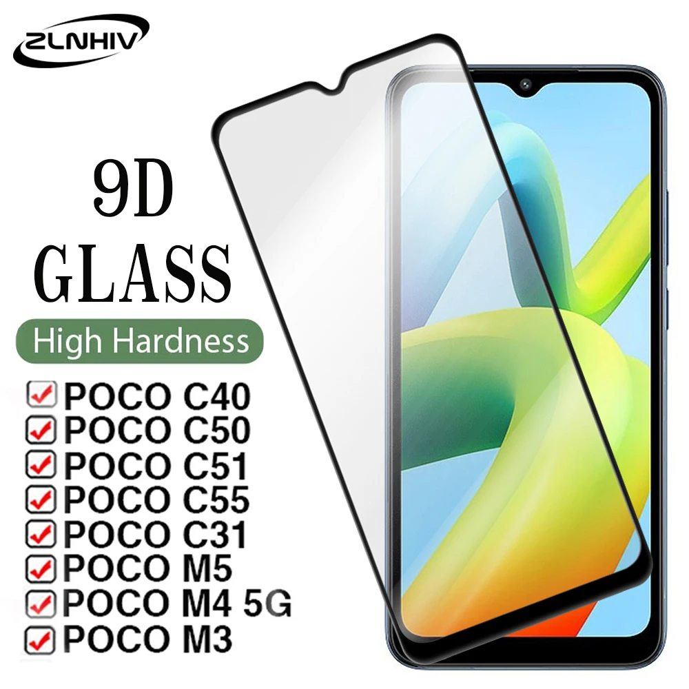 

ZLNHIV full cover protective film For xiaomi Poco C40 C50 C55 C51 F5 M4 5G M5 M3 C31 Tempered glass screen protector smartphone