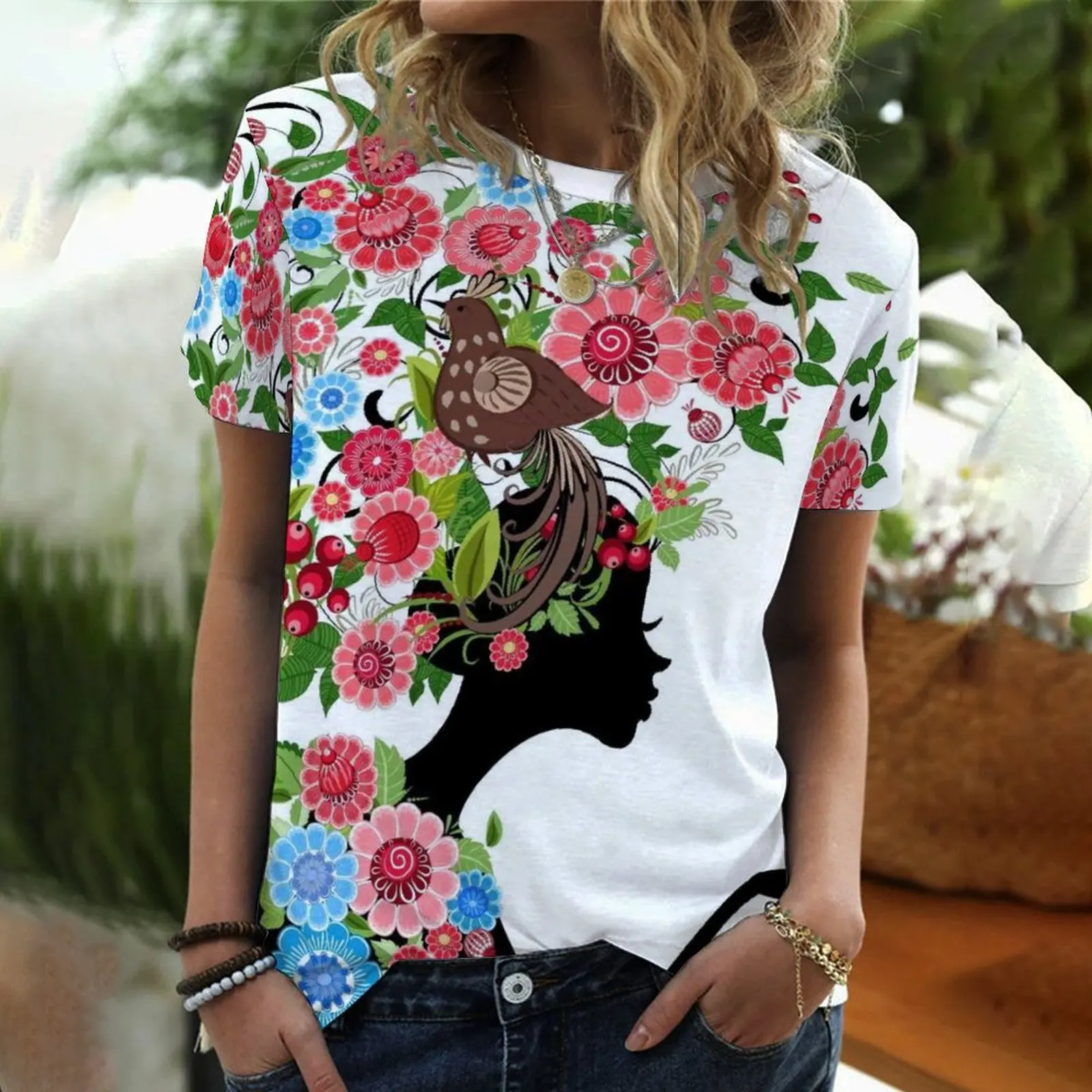 

Summer New Fashion Men Flowers Butterflies graphic t shirts 3D Personality Trend Hip Hop Print T-shirt short sleeve t-shirts Top