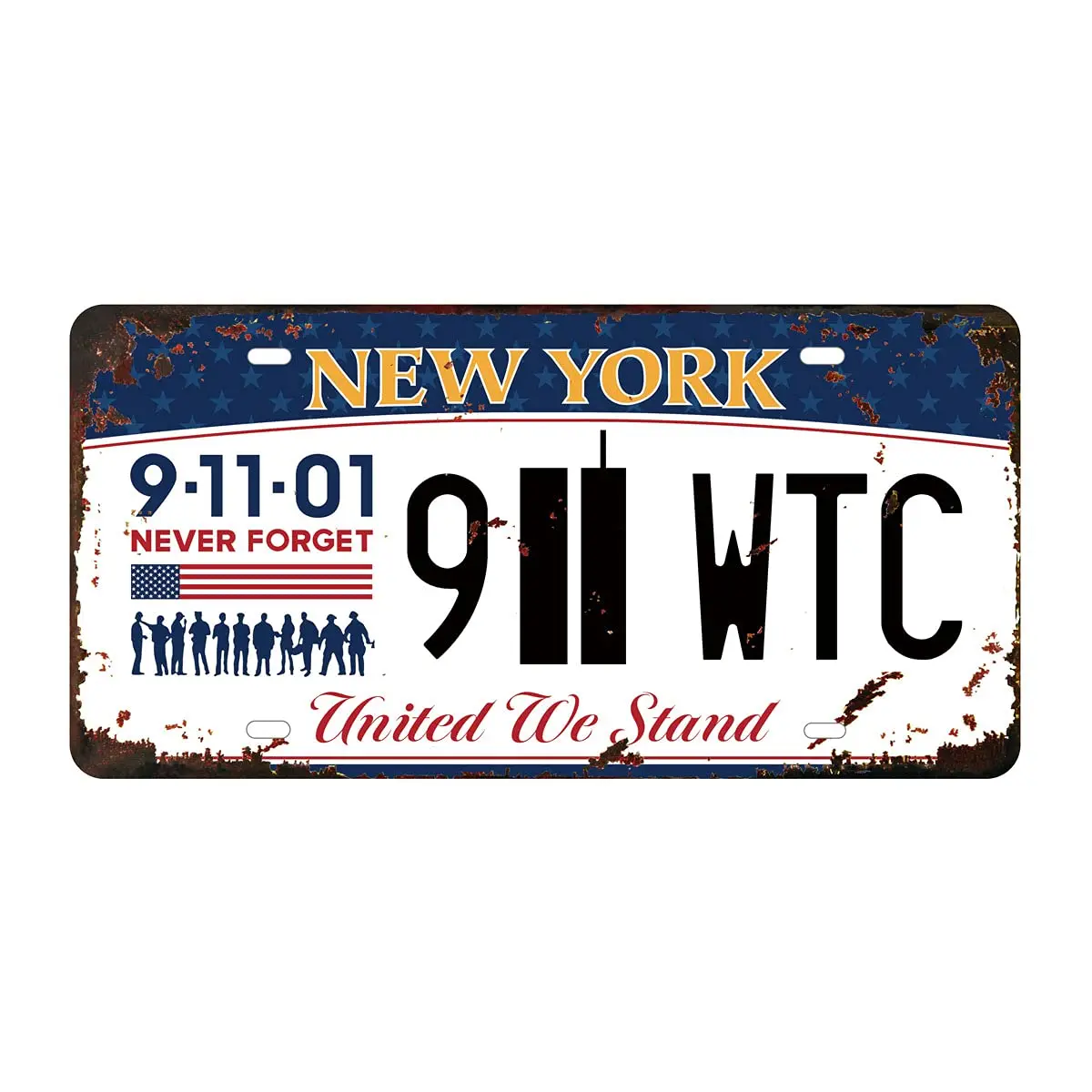 

Panguru Never Forget Twin Towers 911 Memorial License Plate, Embossed Replica Metal Number Tags, New York State, 12x6 Inch