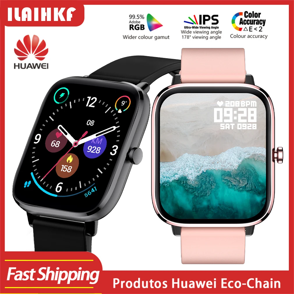 Huawei Led-anzeige Smart Uhr Männer Voller Touch Smartwatch Drahtlose Bluetooth Anruf Fitness Armband 2022 Neue Mode Wecker