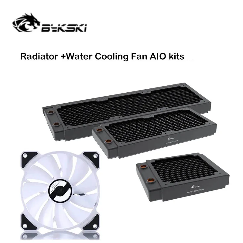 Bykski Water Cooling PC Radiator +Water Cooling Fan AIO Kit,30mm Thin Copper Liquild Cooler Row,Support 12CM Fan ,120/240/360mm