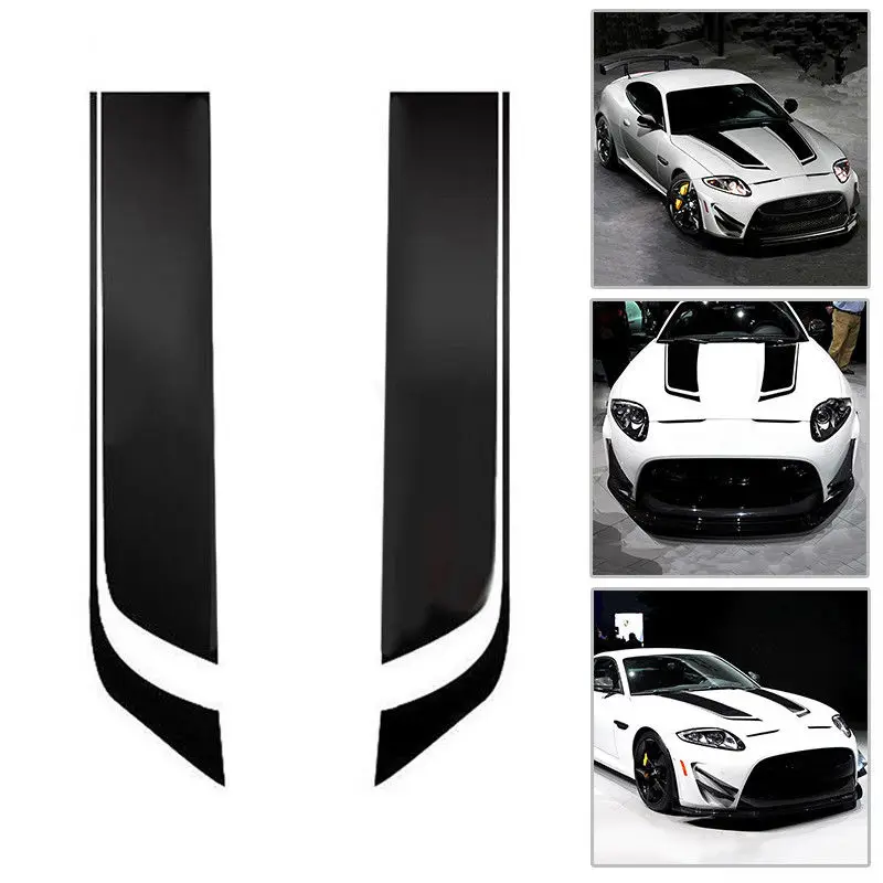 

2Pcs/Set Black Auto Racing Car Hood Stripe Decal Vinyl Bonnet Sticker Waterproof Car stickers accessories interior parts product