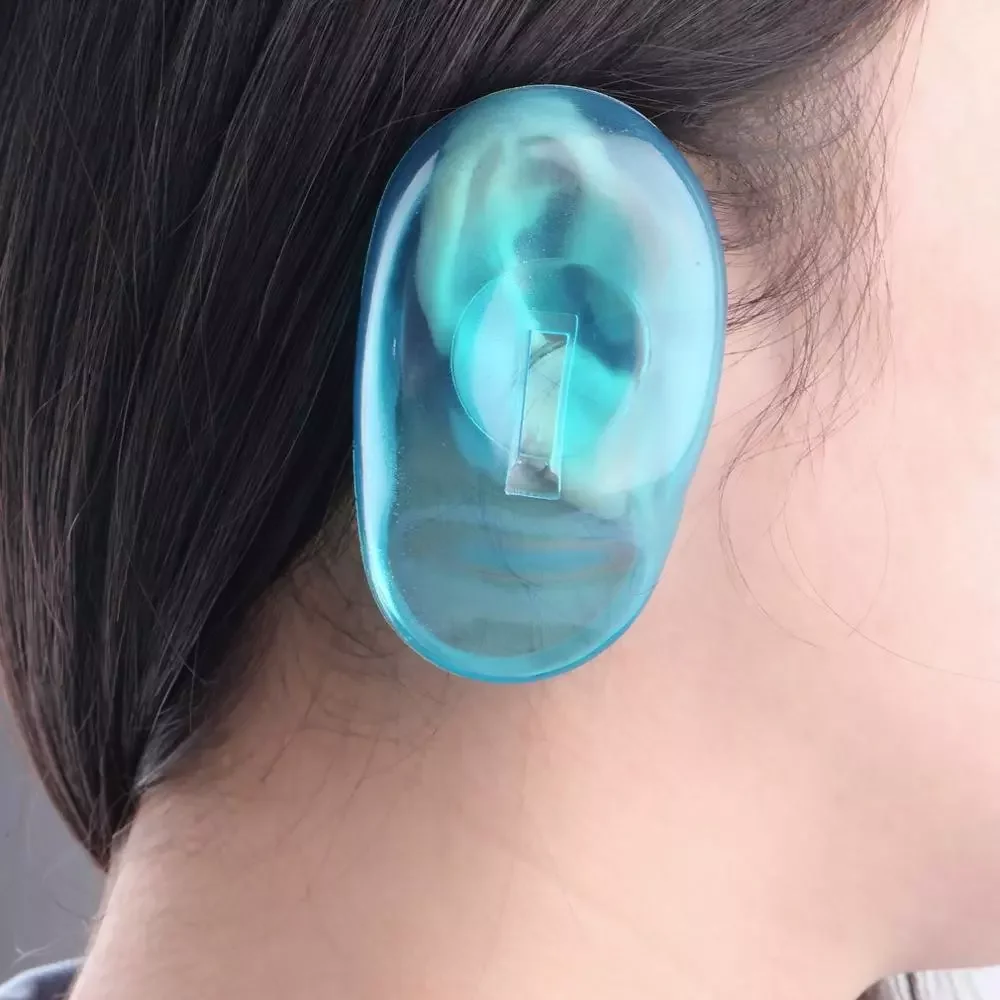 

NEW2023 Universal Clear Silicone Ear Cover Hair Dye Shield Protect Salon Color Blue New Protect Ears From The Dye Styling Access