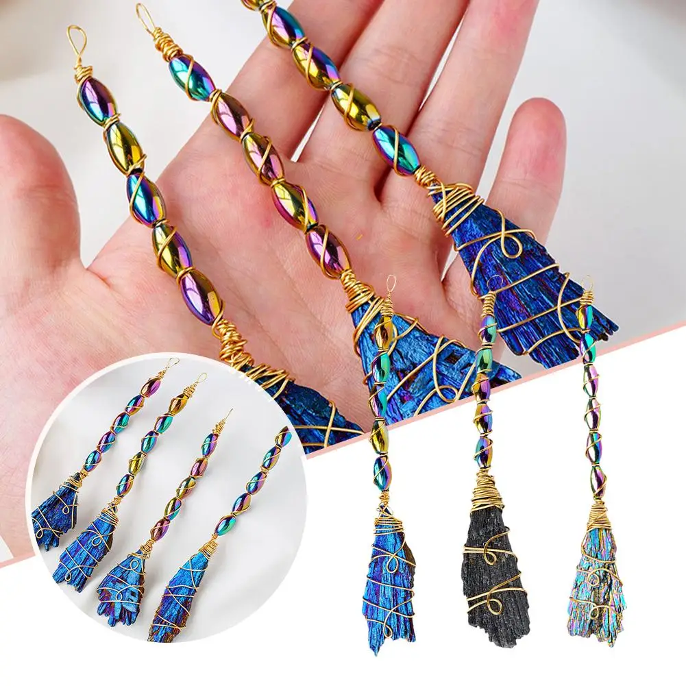 

Natural Healing Crystal Colorful Black Mini Witch Broom Halloween Accessories DIY Decoration Handmade Dollhouse Party G3R5