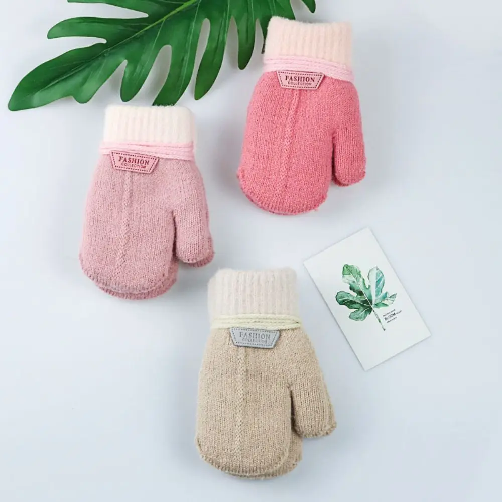 

Winter And Autumn Solid Color Sports Toddler Knitted Gloves Full Fingers Gloves Children's Mittens Korean Style Mittens
