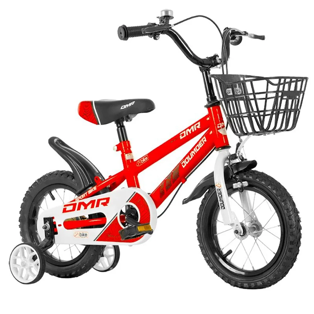 

Детский велосипед 14, 16 дюймов, рама из высокоуглеродистой стали, передние и задние механические тормоза, велосипед с увеличенной корзиной, вспомогательными колесами