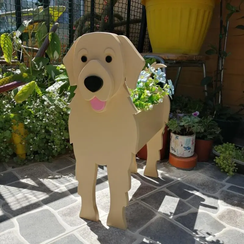 

Dog Plant Pot Independence Station Garden Art Pot PVC Flower Planter Garden Home Decor Ornament Office House Balcony Landscape