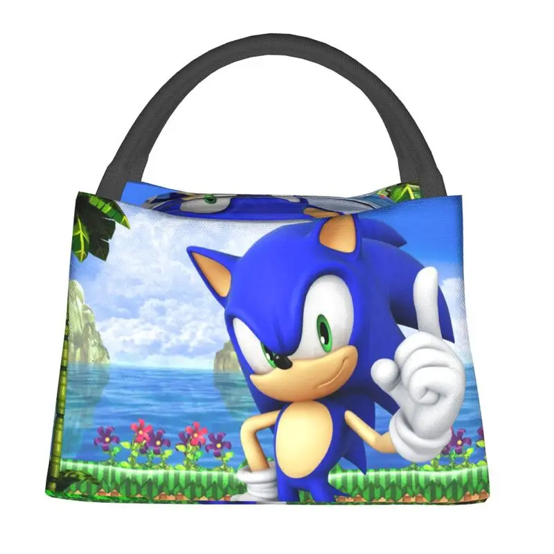 

Custom Kawaii Cartoon Sonics Lunch Bag Men Women Cooler Warm Insulated Lunch Boxes for Office Travel