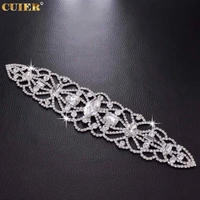 2pcslot diy sew on bridal dress belt appliques with rhinestones crystal color silver plating trim for clothing decorations