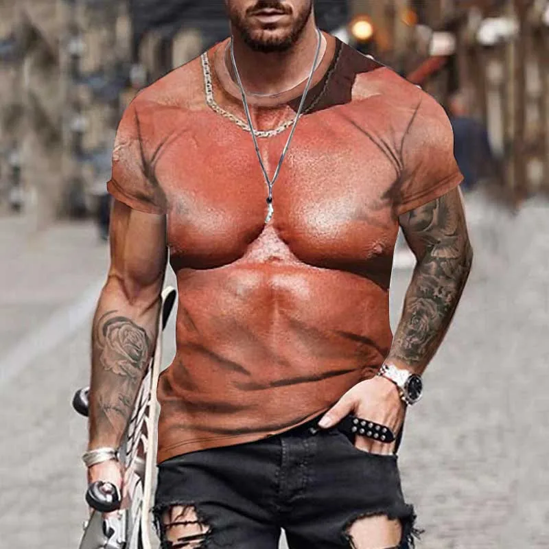 

Summer Men's T Shirt 3D Printed Muscle T-Shirt Crew Neck Casual Top Trendy Harajuku Premium 2022 New Sports Oversized Shirt