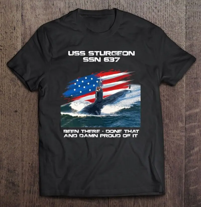 

Uss Sturgeon Ssn 637 American Flag Submarine Veteran Xmas Hip Hop Cotton T Shirt Men Casual Short Sleeve Tees Tops Dropshipping