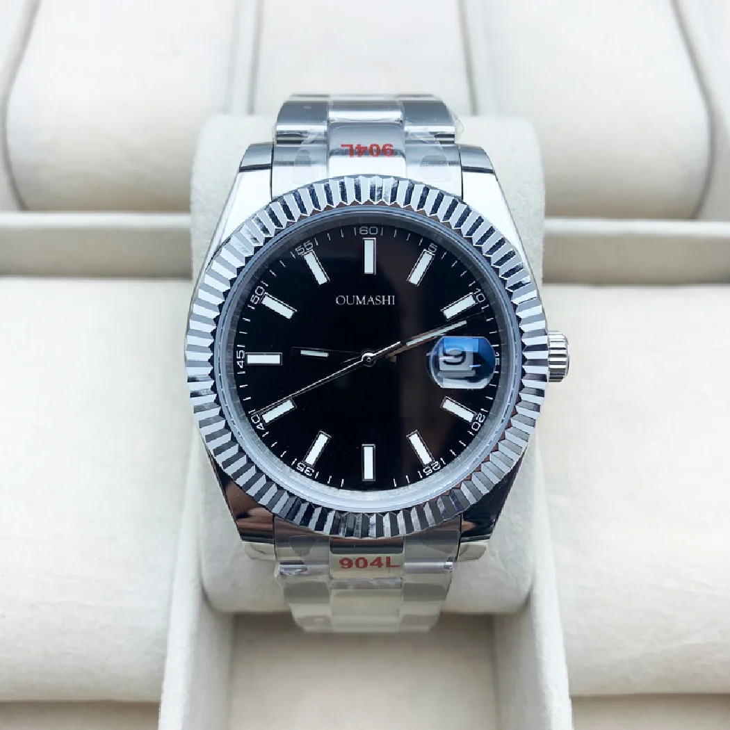 

41mm Men's Watch Luminous Water Resistant Sapphire Glass 316 Stainless Steel Miyoita 8215 Movement Jubilee Strap Black