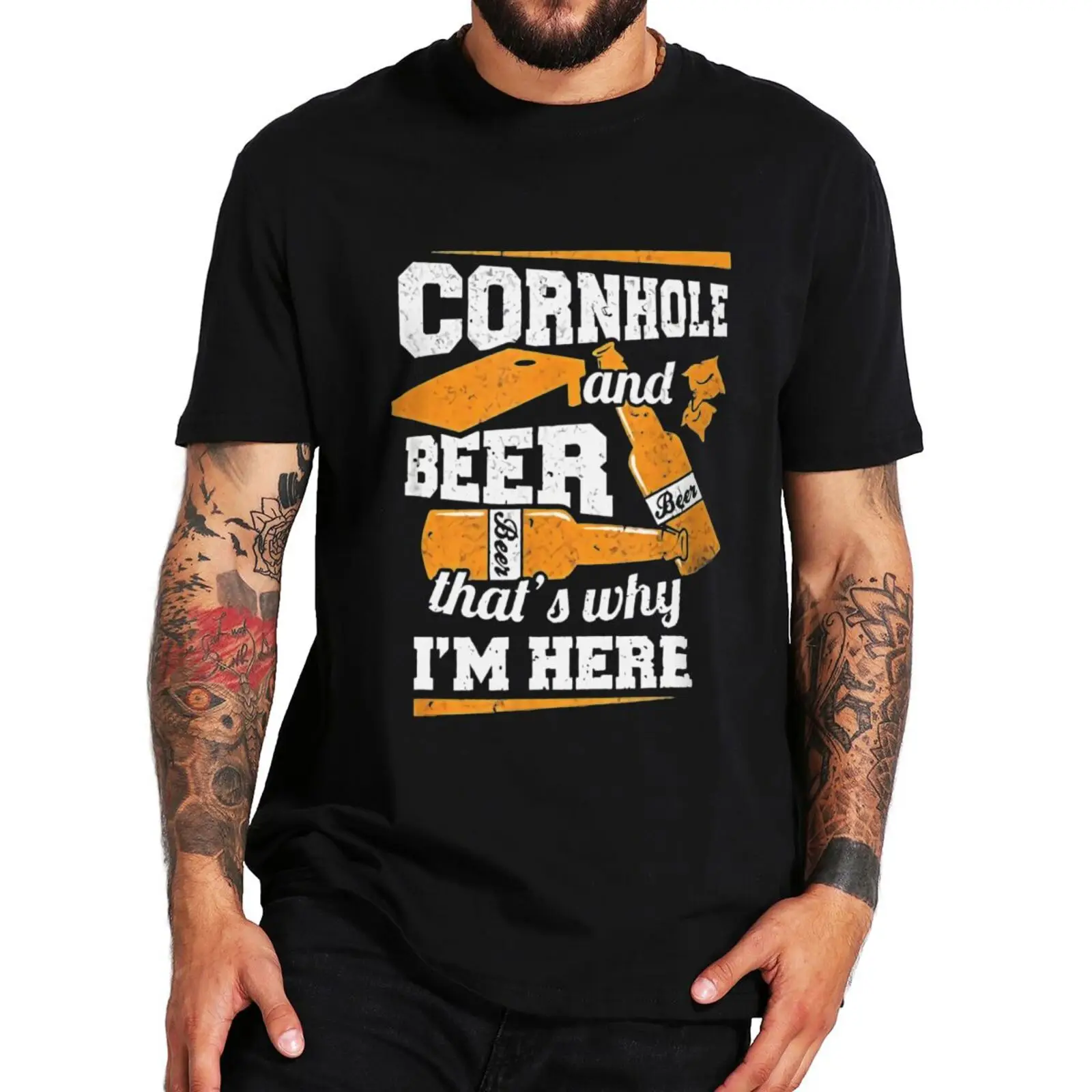 

Cornhole And Beer That's Why I'm Here T Shirt Funny Cornhole Sports Lovers Gift Tops Unisex Casual 100% Cotton T-shirt EU Size