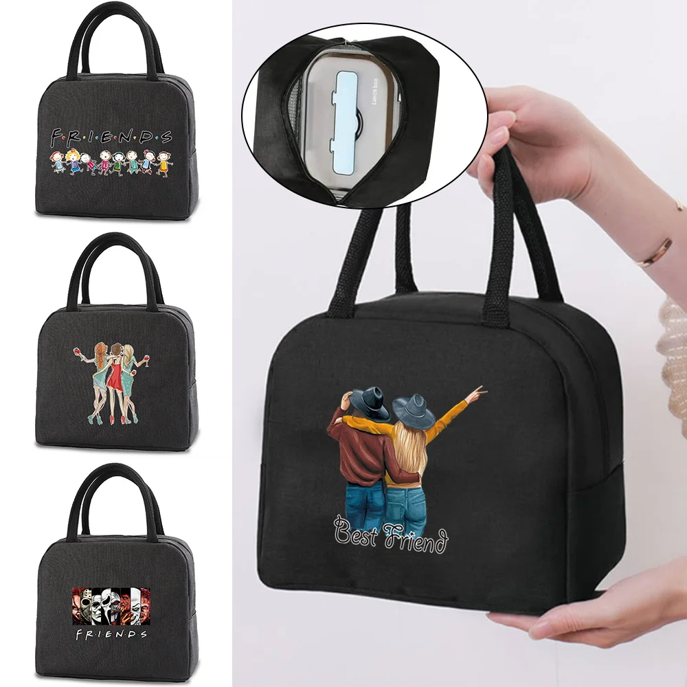 

Portable Lunch Bag Friends Print Insulated Fresh Cooler Bag Thermal Food Picnic Convenient Lunch Bag Women Girl Children Gift