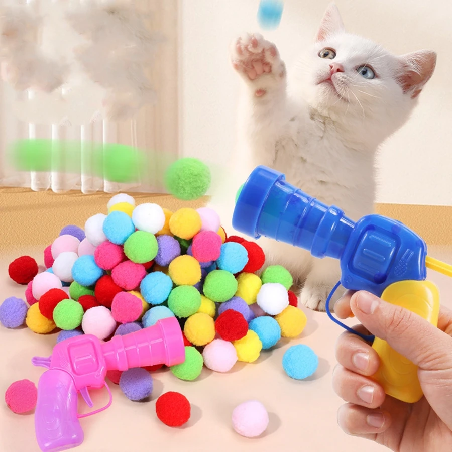 Игрушка для кошек помогает мне расслабить плюшевый мяч пистолет стрельбы