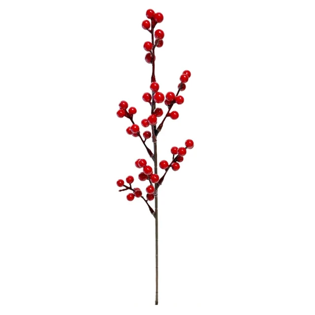 57CM Winter Artificial White Berry Branch Berries Fake Plant