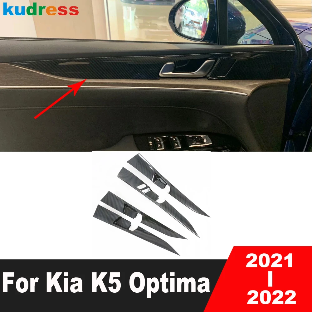 

Внутренняя дверная ручка автомобиля, крышка чаши, отделка для Kia K5 Optima 2021 2022, карбоновая внутренняя дверная панель, молдинг, планка, наклейка,...