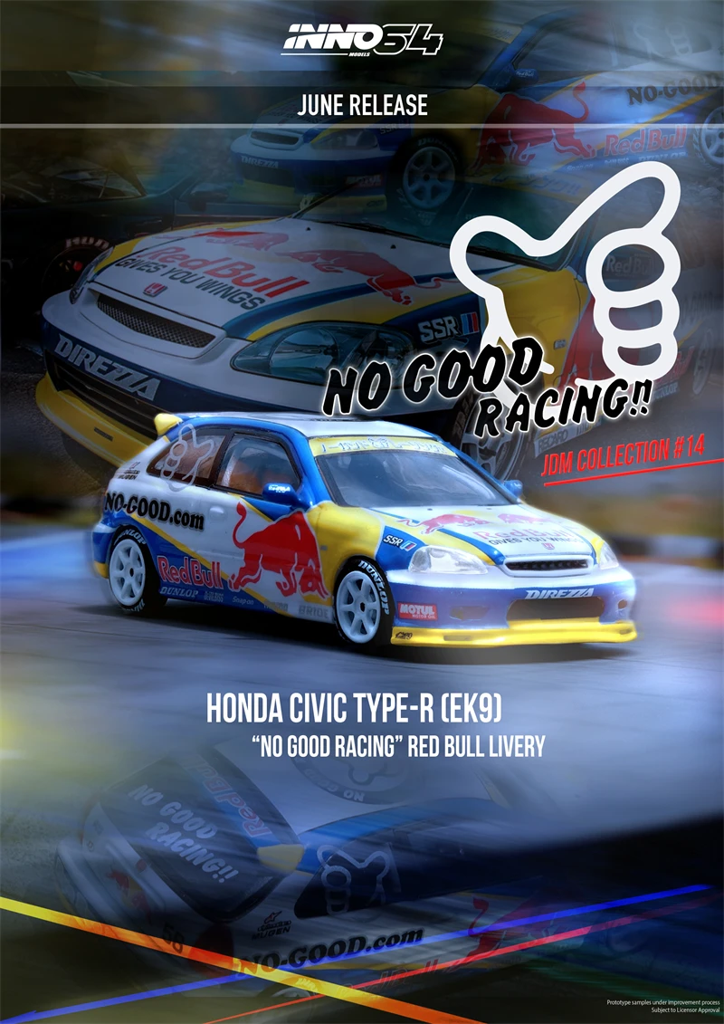 

INNO 1:64 HONDA CIVIC Type-R (EK9) NOGOOD RACING RB Livery Diecast Model Car