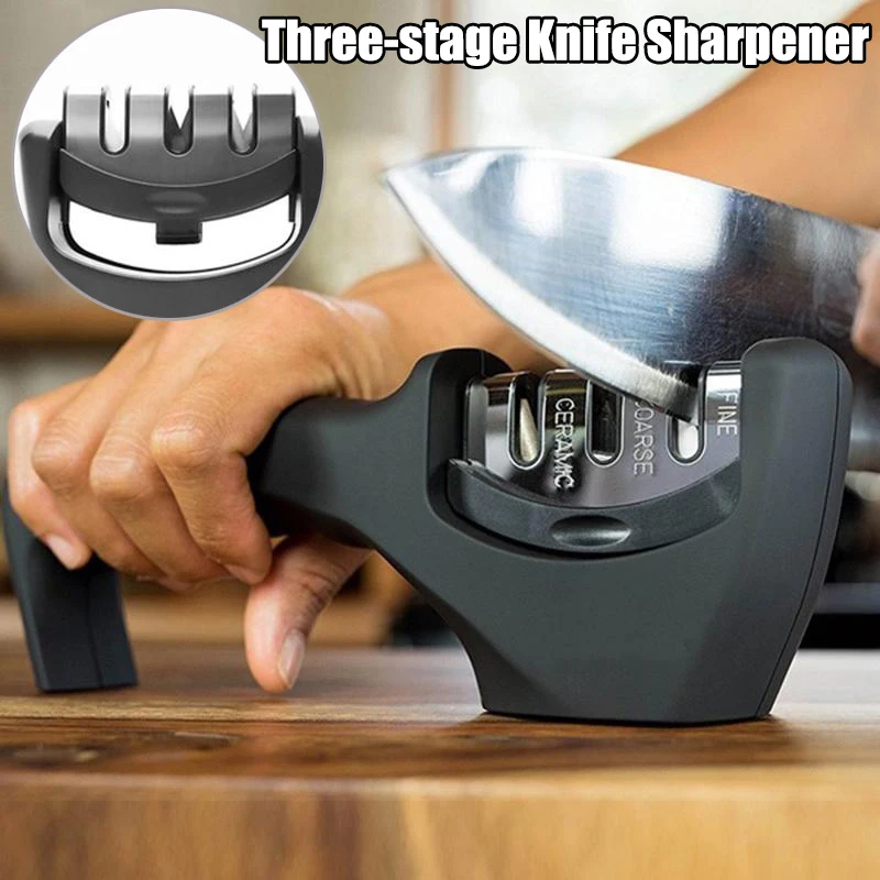 Three-stage Professional Knife Sharpener Kitchen Whetstone Tungsten Steel Knife Sharpener Kitchen Sharpening Stone Grinder