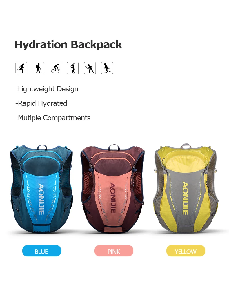 Ultra Vest 10L Hydration Backpack Pack Bag Free Water Bladder Flask Trail Running Marathon Race Hiking SM ML LXL enlarge