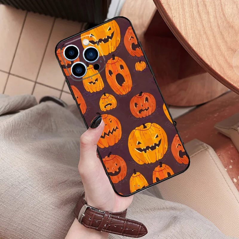 Чехол для телефона HALLOWEEN TRICK TREAT PUMPKIN iPhone 14 15 16 Pro Max 11 12 13 Mini XR Plus 16e Cover Coque