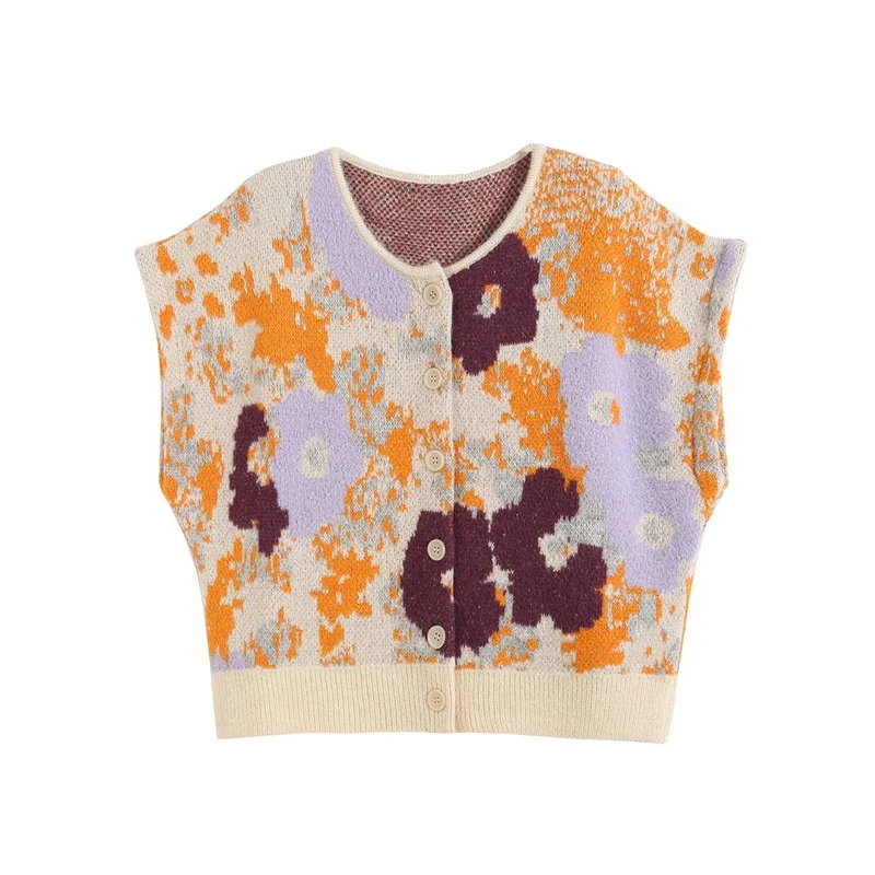 

Женский жаккардовый жилет на пуговицах, с круглым вырезом